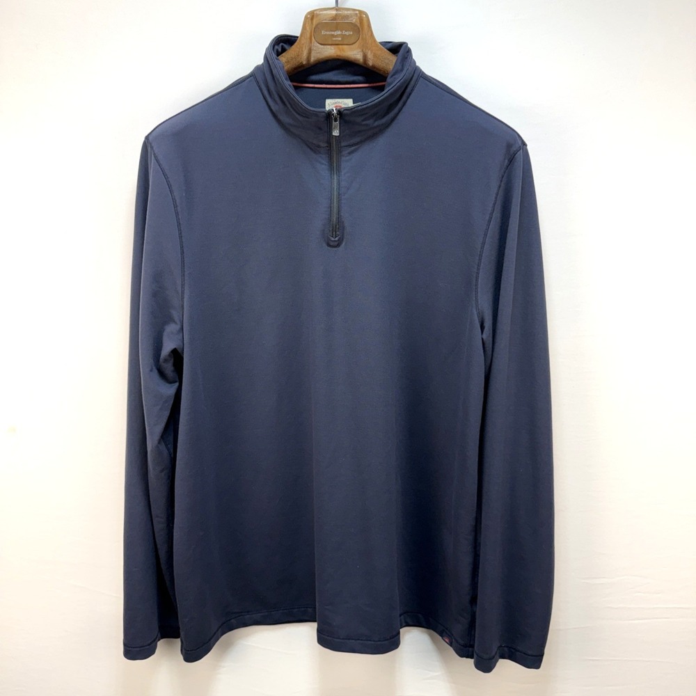 Faherty Movement Quarter 1/4 Zip Sweater Size XL Blue Night Navy Performance